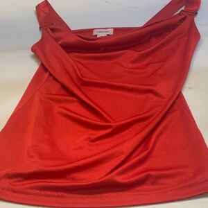 Calvin Klein Vibrant Red Satin top medium